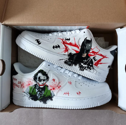 Custom-Made White Comics Sneakers Hand-Painted Unique AF1 Superhero-Villain Sneakers, Birthday Gift