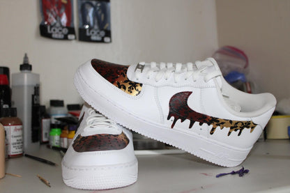 Custom Air Force 1 Burgundy Gold Damask | Luxury Hand Painted AF1 | Drip Swoosh Sneakers | Personalized Custom Nike Shoes