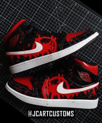 Custom Hand-Painted Miles Morales Spider-Verse Jordan 1 Sneakers – Streetwear Shoes