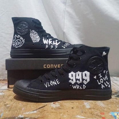 Juice WRLD Inspired Hand Painted Sneakers ustom Streetwear Shoes | Unique Rap Fan Art Footwear | Hip Hop Fashion