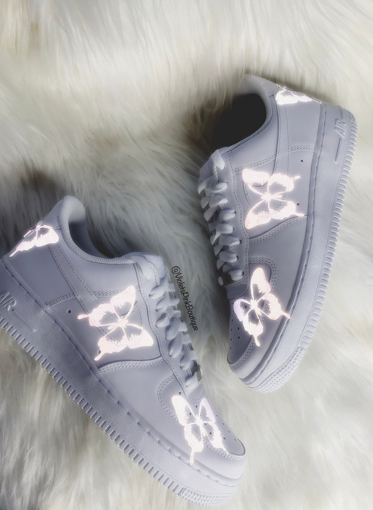 Women's Custom Sneakers Air Force Reflective Butterflies