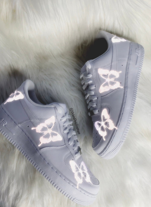 Women's Custom Sneakers Air Force Reflective Butterflies