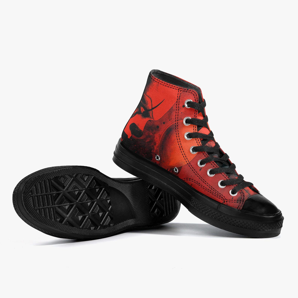 Pennywise High Top Shoes Horror Sneakers Creepy Clown Gothic Footwear Halloween Shoes Horror Fan Gift Red High Tops