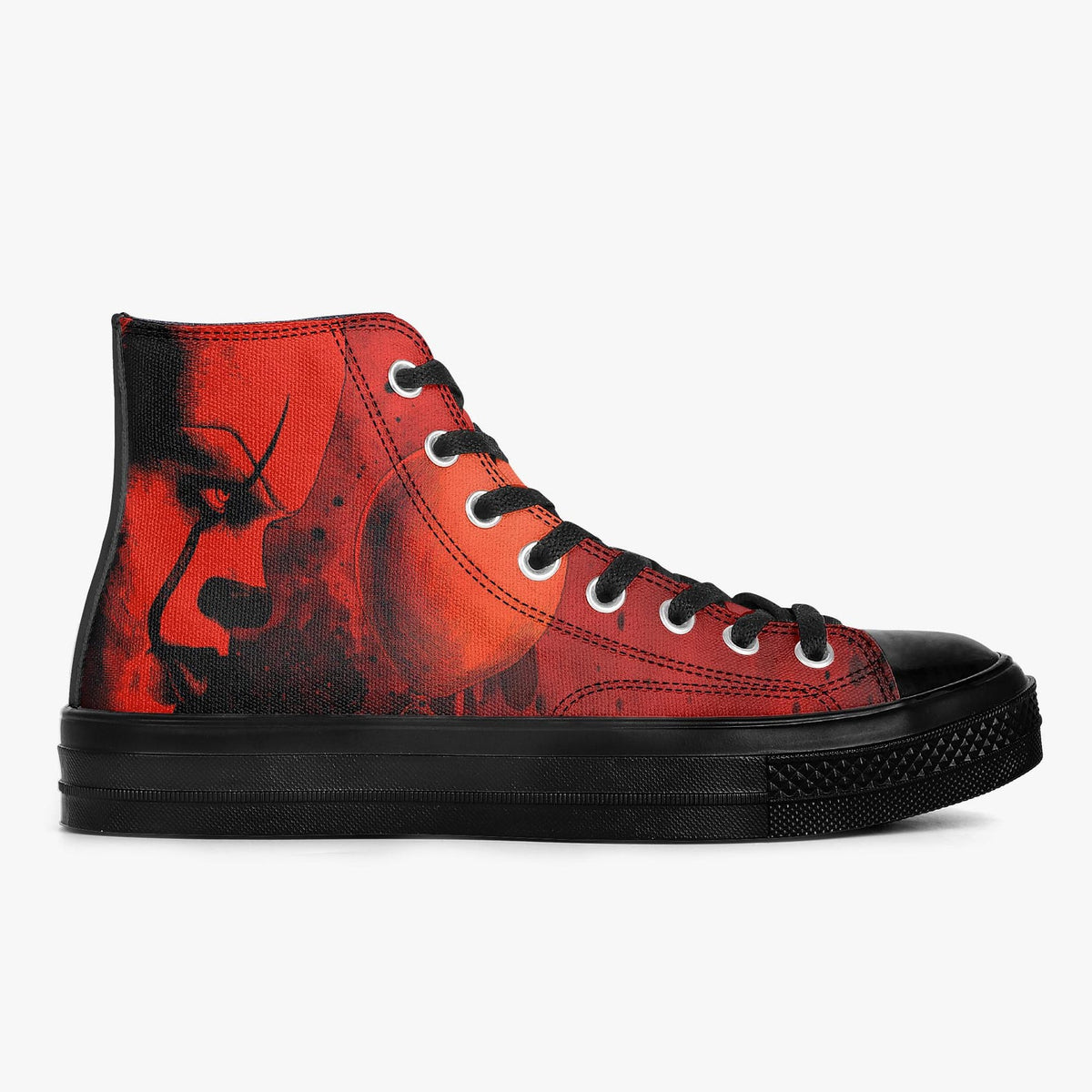 Pennywise High Top Shoes Horror Sneakers Creepy Clown Gothic Footwear Halloween Shoes Horror Fan Gift Red High Tops
