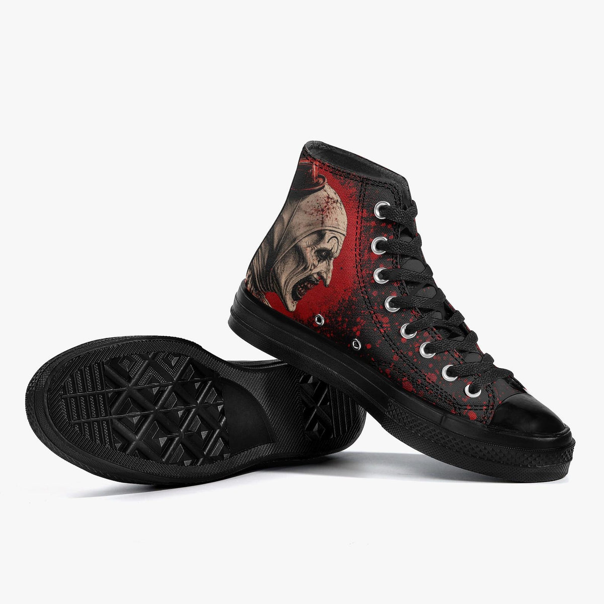 Art The Clown High Top Sneakers Horror Shoes Terrifier Inspired Footwear Killer Clown Sneakers Halloween Horror Fan Gift