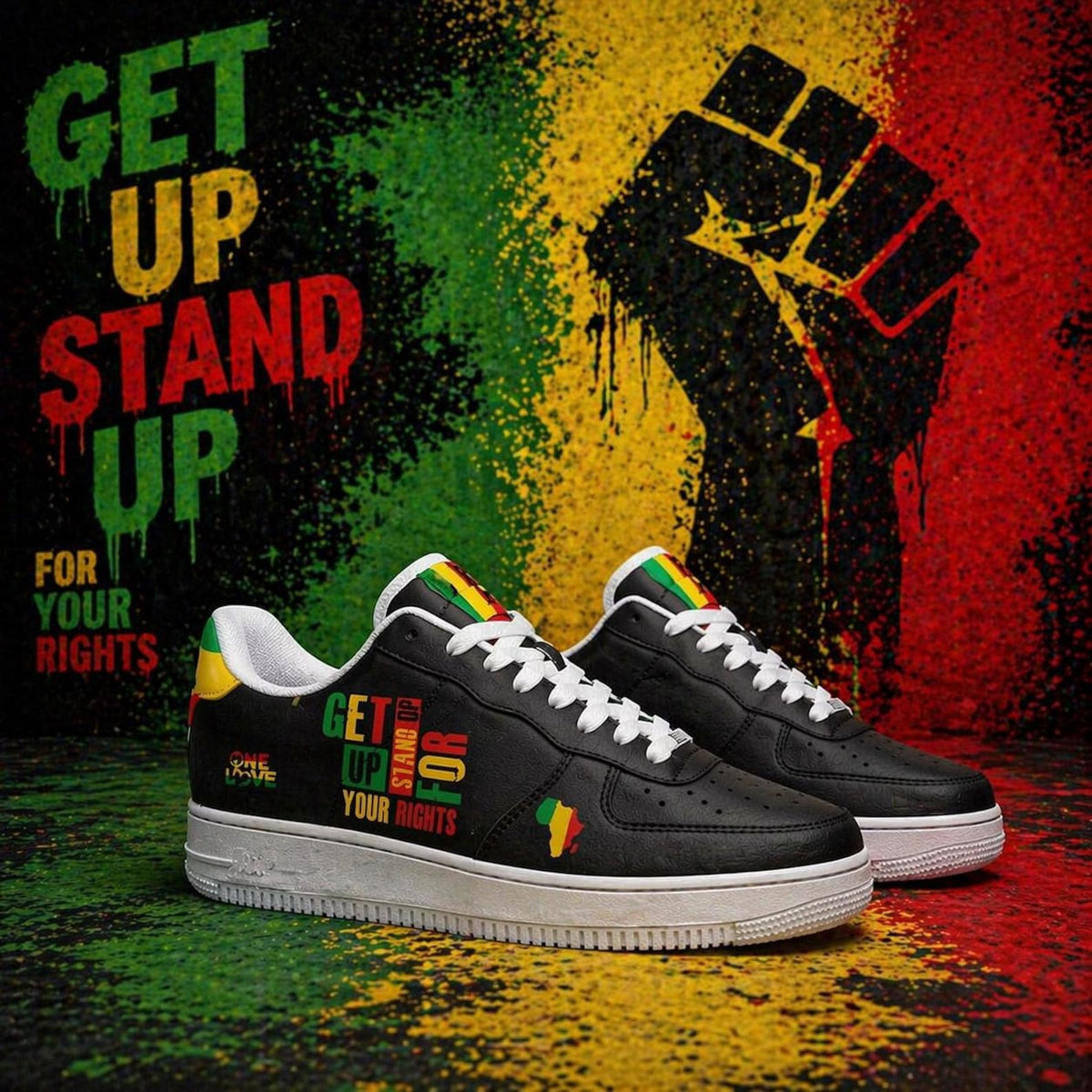 Rasta Shoes, Reggae Shoes, One Love Shoes, Rastafari Shoes, Personalized Rasta Shoes, Get up Stand Up for your Rights Shoes