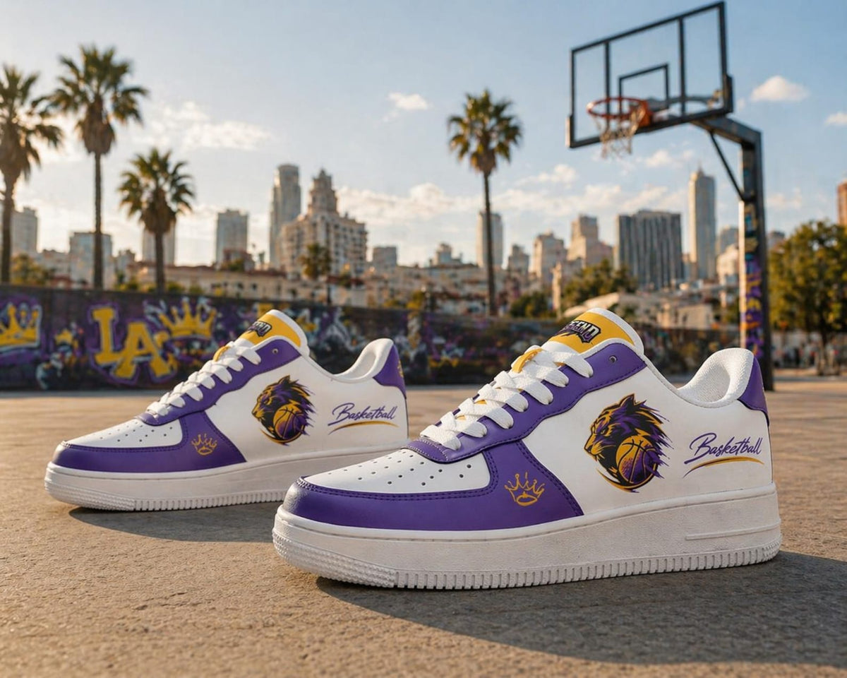 Purple Yellow Basketball Shoes, Hoops Shoes, Urban Sport Sneakers, Basketball Style Shoes, Personalized Basket Shoes