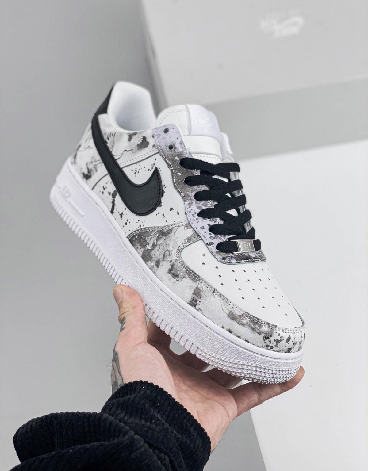 Hand-Painted Custom Air Force 1 Sneakers, Black & White Japanese style Shoes Y2k