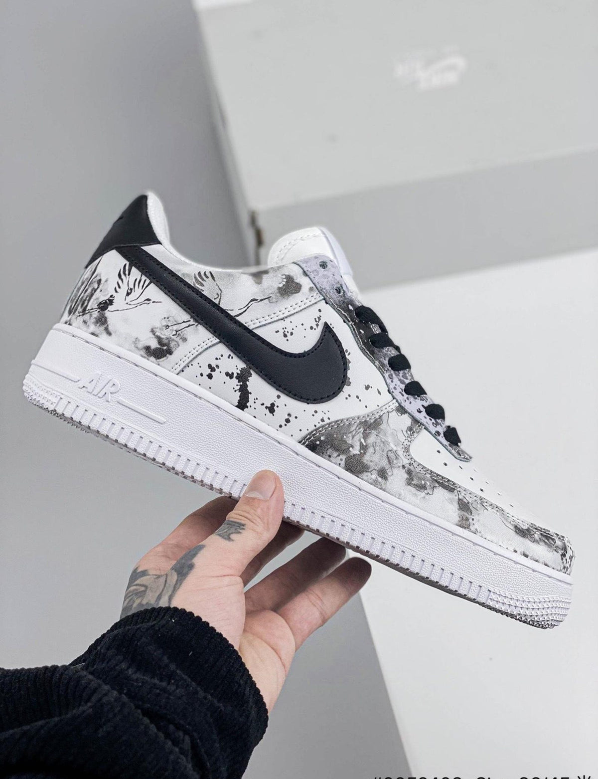 Hand-Painted Custom Air Force 1 Sneakers, Black & White Japanese style Shoes Y2k
