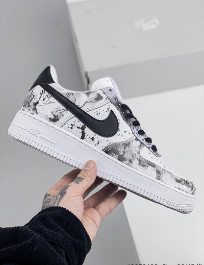 Hand-Painted Custom Air Force 1 Sneakers, Black & White Japanese style Shoes Y2k