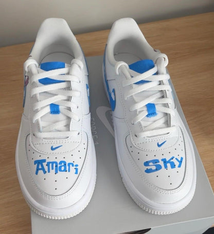 Kids Custom Hand-Painted and DTF designed AF1 Sneakers