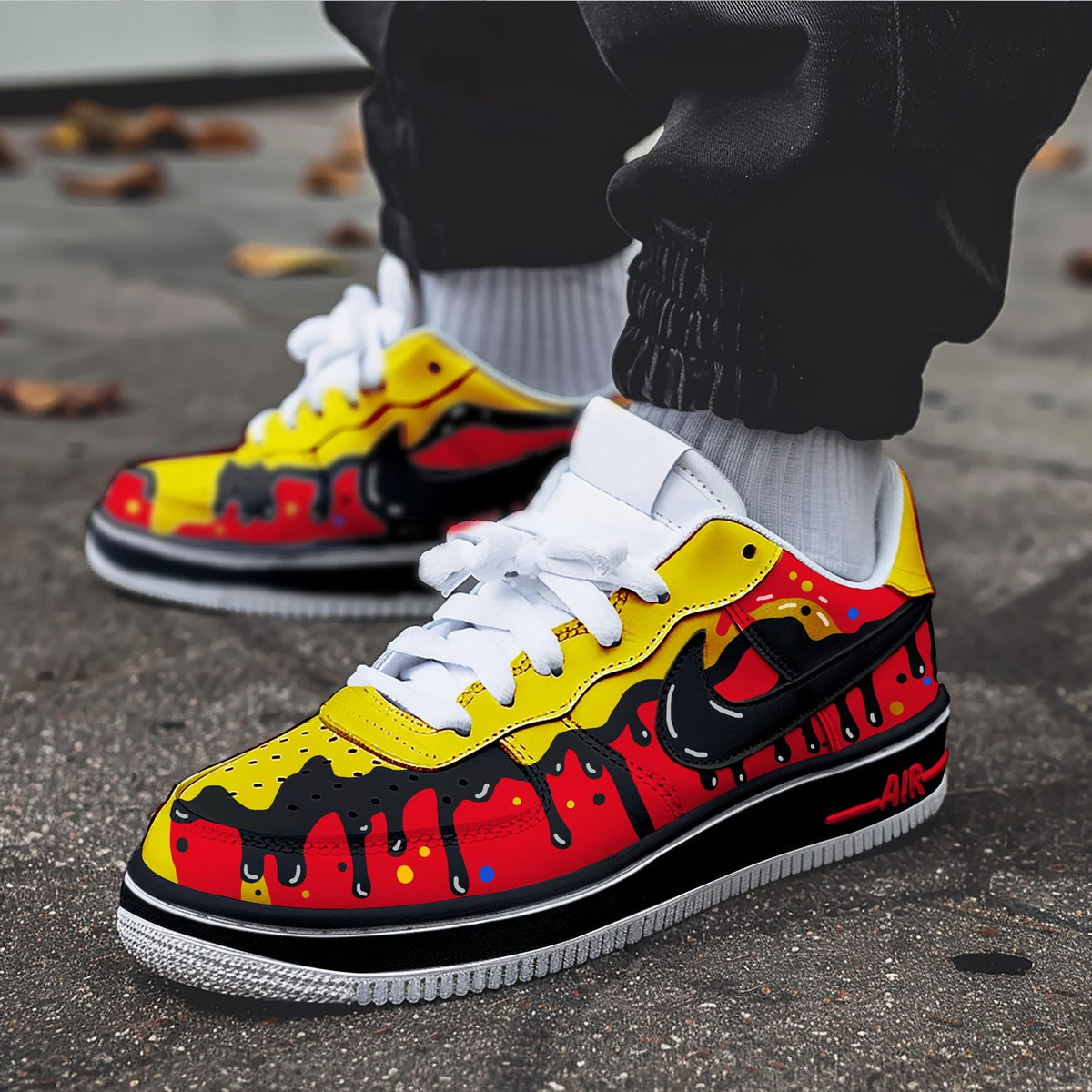Customizable Handpainted Shoes-AF1 Sports Sneakers Black Drip Air Force 1s Jordan 1 Customized Air Forces Men's/Women's Airforce1 Dunks Gift