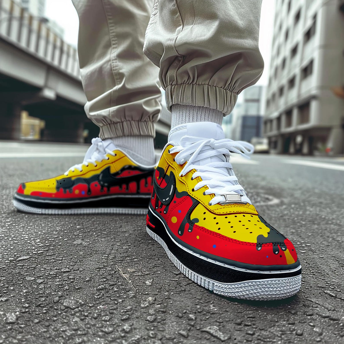 Customizable Handpainted Shoes-AF1 Sports Sneakers Black Drip Air Force 1s Jordan 1 Customized Air Forces Men's/Women's Airforce1 Dunks Gift