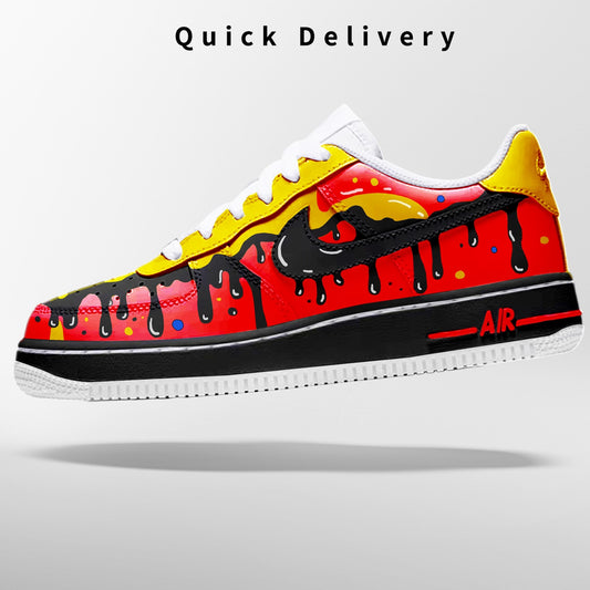 Customizable Handpainted Shoes-AF1 Sports Sneakers Black Drip Air Force 1s Jordan 1 Customized Air Forces Men's/Women's Airforce1 Dunks Gift