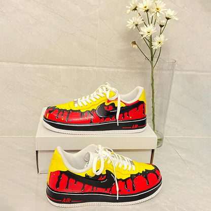 Customizable Handpainted Shoes-AF1 Sports Sneakers Black Drip Air Force 1s Jordan 1 Customized Air Forces Men's/Women's Airforce1 Dunks Gift