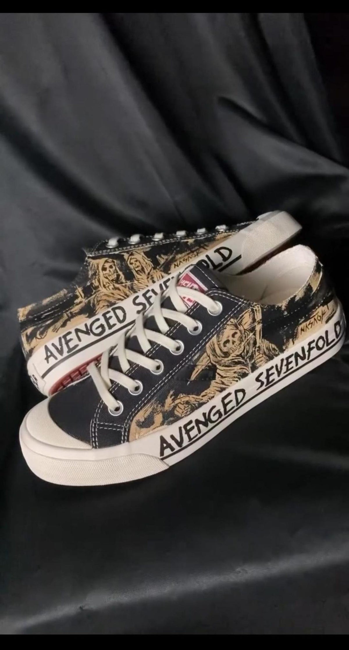 Custom Avenged Sevenfold Inspired Converse Low Tops Hand Painted A7X Sneakers | Punk Concert Shoes