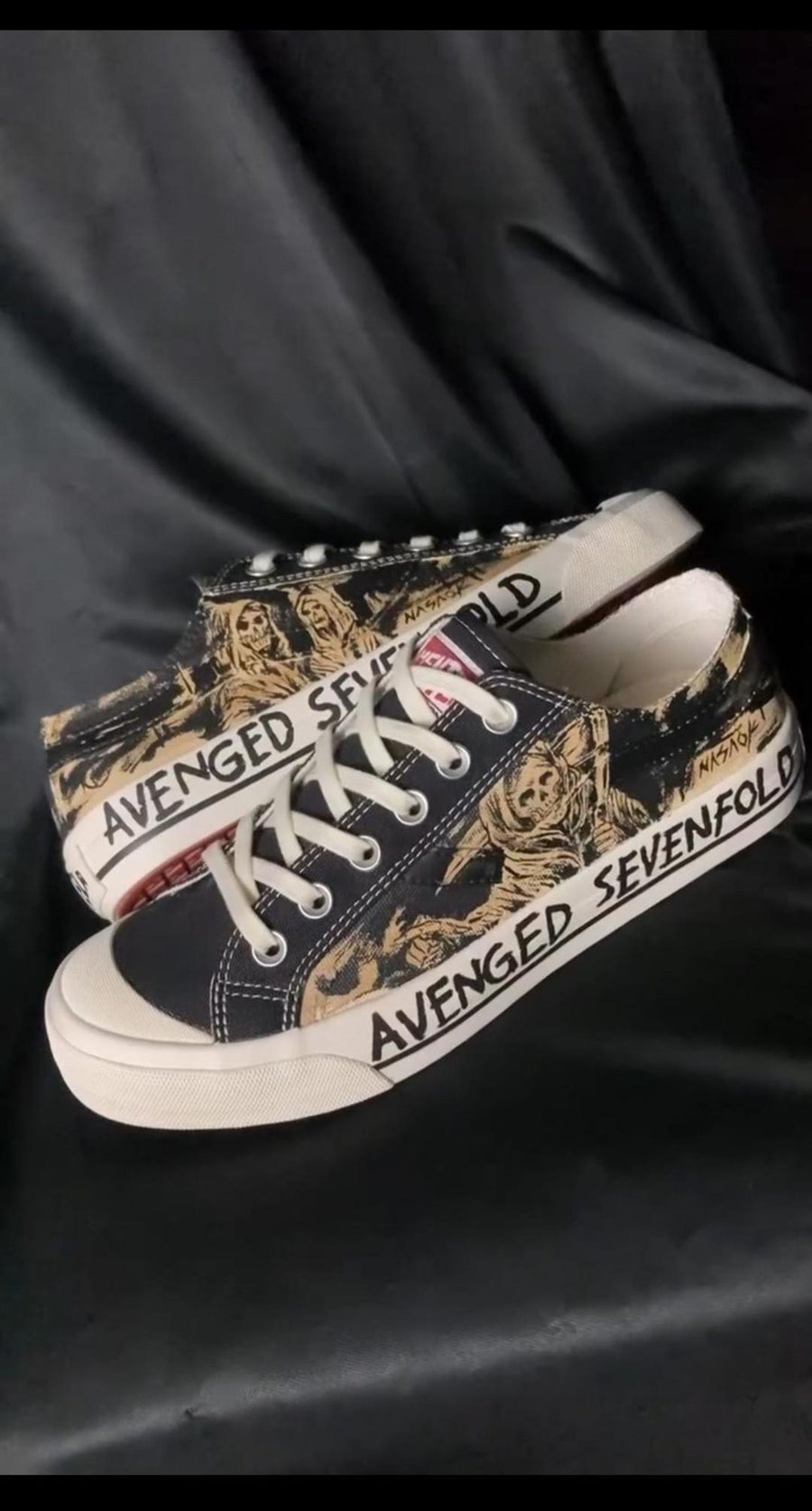 Custom Avenged Sevenfold Inspired Converse Low Tops Hand Painted A7X Sneakers | Punk Concert Shoes