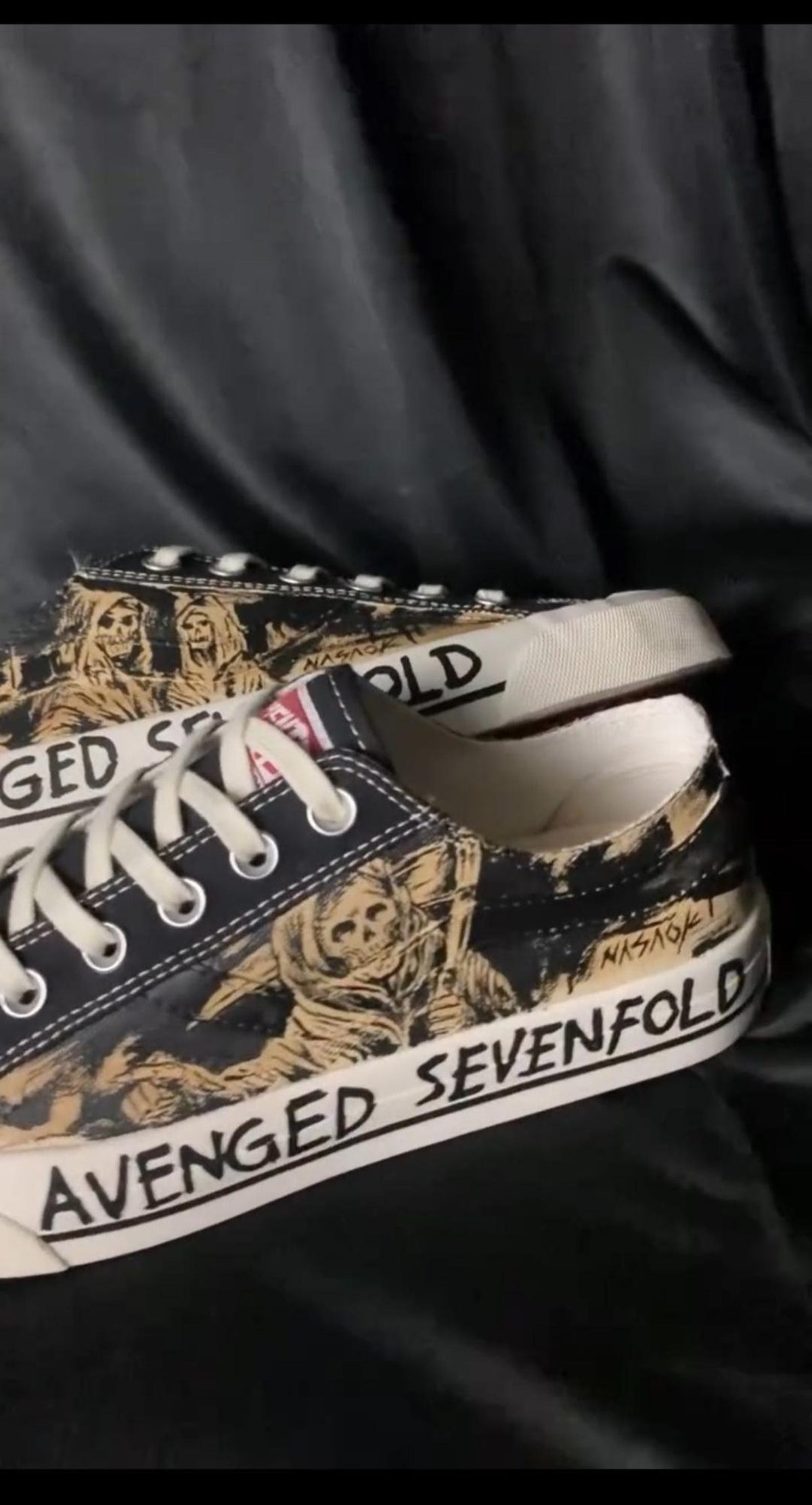 Custom Avenged Sevenfold Inspired Converse Low Tops Hand Painted A7X Sneakers | Punk Concert Shoes