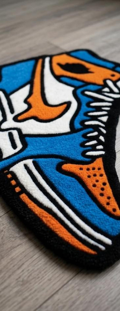 Melting Drip Sneaker Accent Carpet | Hypebeast Sneakerhead Room Decor | Wool Hand Tufted