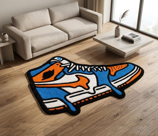 Melting Drip Sneaker Accent Carpet | Hypebeast Sneakerhead Room Decor | Wool Hand Tufted
