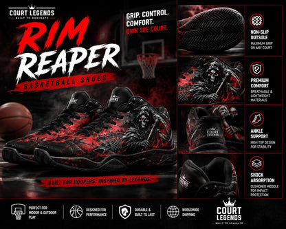 Rim Reaper Basketball Shoes | Grim Reaper High Top Sneakers | Custom Streetwear Hoops