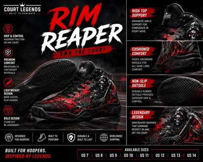 Rim Reaper Basketball Shoes | Grim Reaper High Top Sneakers | Custom Streetwear Hoops