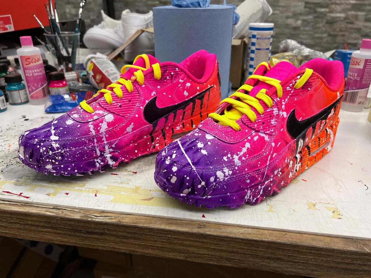 Air Max 90 LTR Customized Sneakers | Airbrushed - Handpainted with Summer Purple style | Custom Shoes | Fully Painted Without Masking