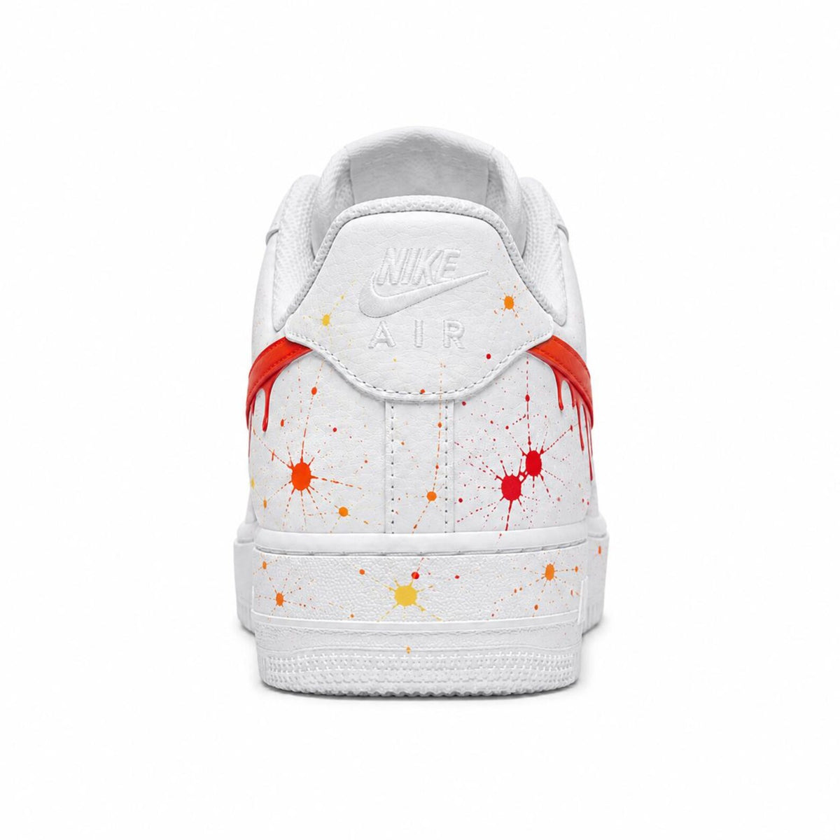 Custom Hand-Painted Nike Air Force 1 Shoes | Red & Orange Drip Splatter Sneaker