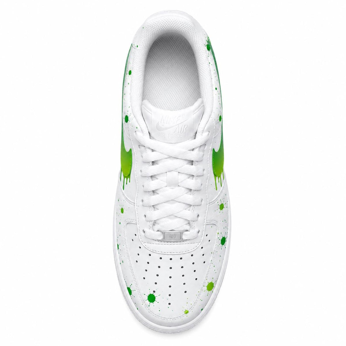 Custom Hand-Painted Nike Air Force 1 Shoes | Green Drip Splatter Sneaker