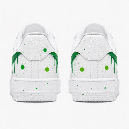Custom Hand-Painted Nike Air Force 1 Shoes | Green Drip Splatter Sneaker