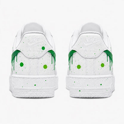 Custom Hand-Painted Nike Air Force 1 Shoes | Green Drip Splatter Sneaker