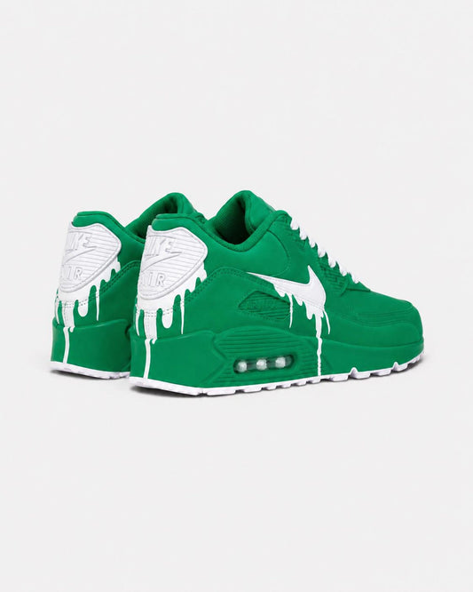 Custom Nike Air Max 90 Sneakers | Green White Drip Hand-Painted Design | Personalized Streetwear Shoes | Retro Gift