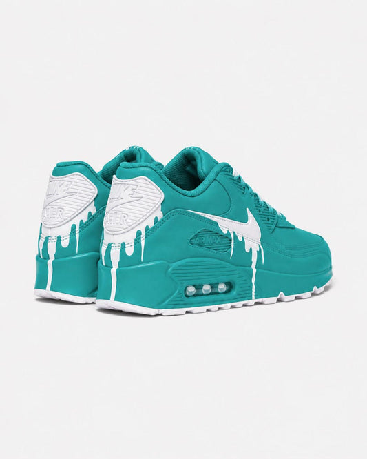 Custom Nike Air Max 90 Sneakers | Turquoise Black Drip | Hand-Painted Drip Design | Personalized Streetwear Shoes | Retro Gift