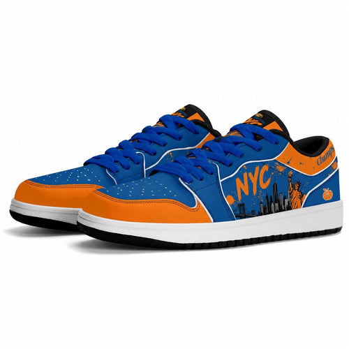 New York Basketball Team Sneakers for Men & Women New York Fan Team Basketball Champs Sport Shoes Blue Orange Low Top Custom Kicks NYC Gifts
