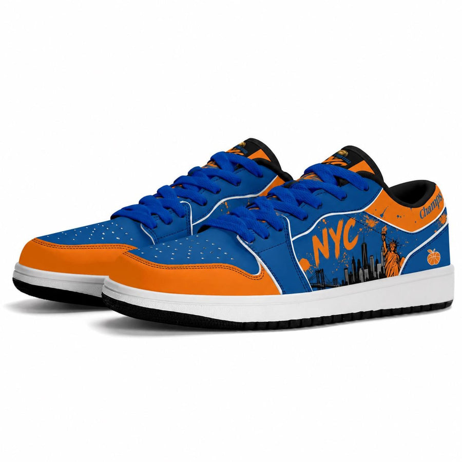 New York Basketball Team Sneakers for Men & Women New York Fan Team Basketball Champs Sport Shoes Blue Orange Low Top Custom Kicks NYC Gifts