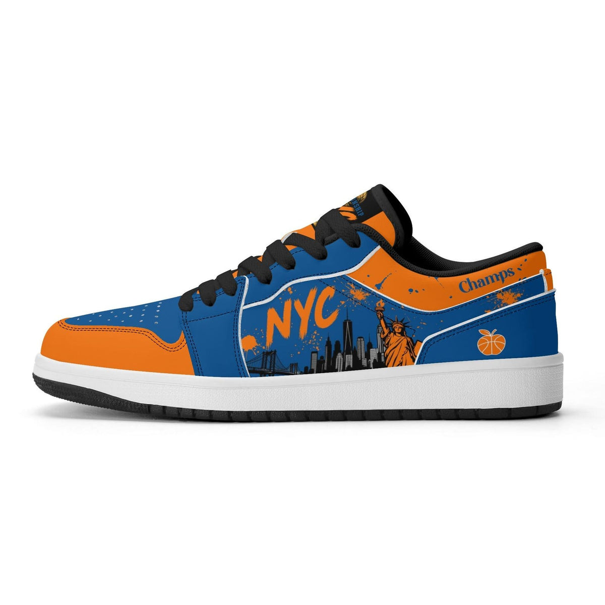 New York Basketball Team Sneakers for Men & Women New York Fan Team Basketball Champs Sport Shoes Blue Orange Low Top Custom Kicks NYC Gifts