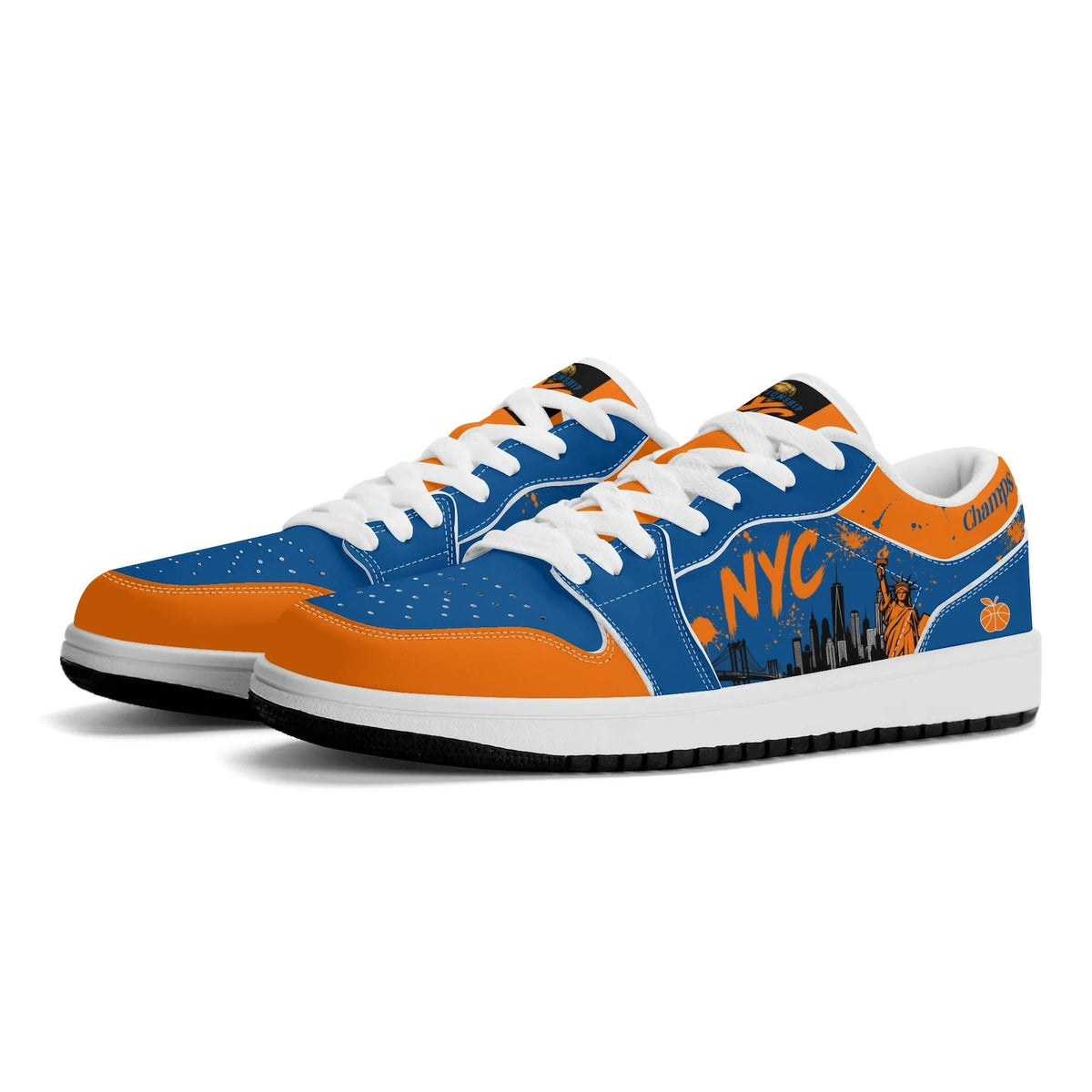 New York Basketball Team Sneakers for Men & Women New York Fan Team Basketball Champs Sport Shoes Blue Orange Low Top Custom Kicks NYC Gifts