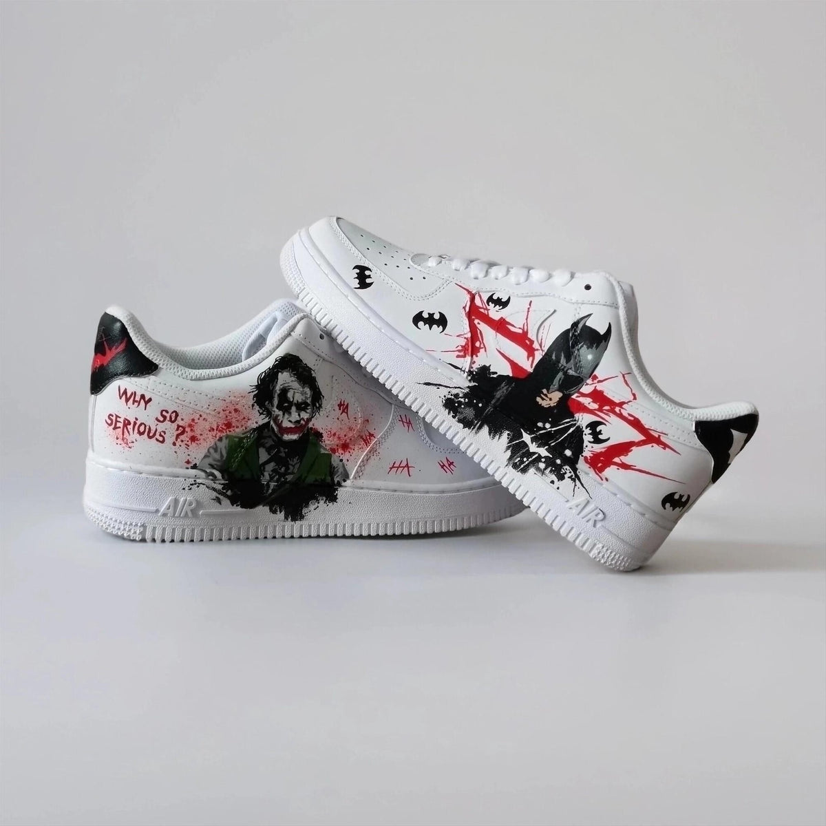 Custom-Made White Comics Sneakers Hand-Painted Unique AF1 Superhero-Villain Sneakers, Birthday Gift