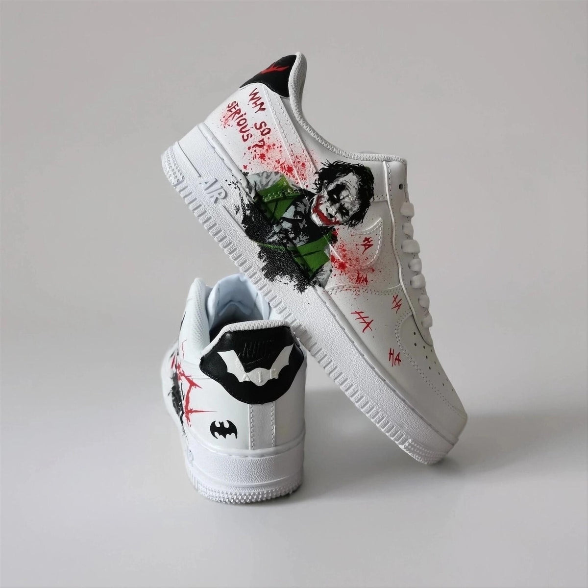 Custom-Made White Comics Sneakers Hand-Painted Unique AF1 Superhero-Villain Sneakers, Birthday Gift