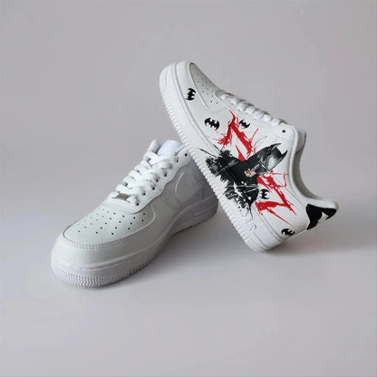 Custom-Made White Comics Sneakers Hand-Painted Unique AF1 Superhero-Villain Sneakers, Birthday Gift