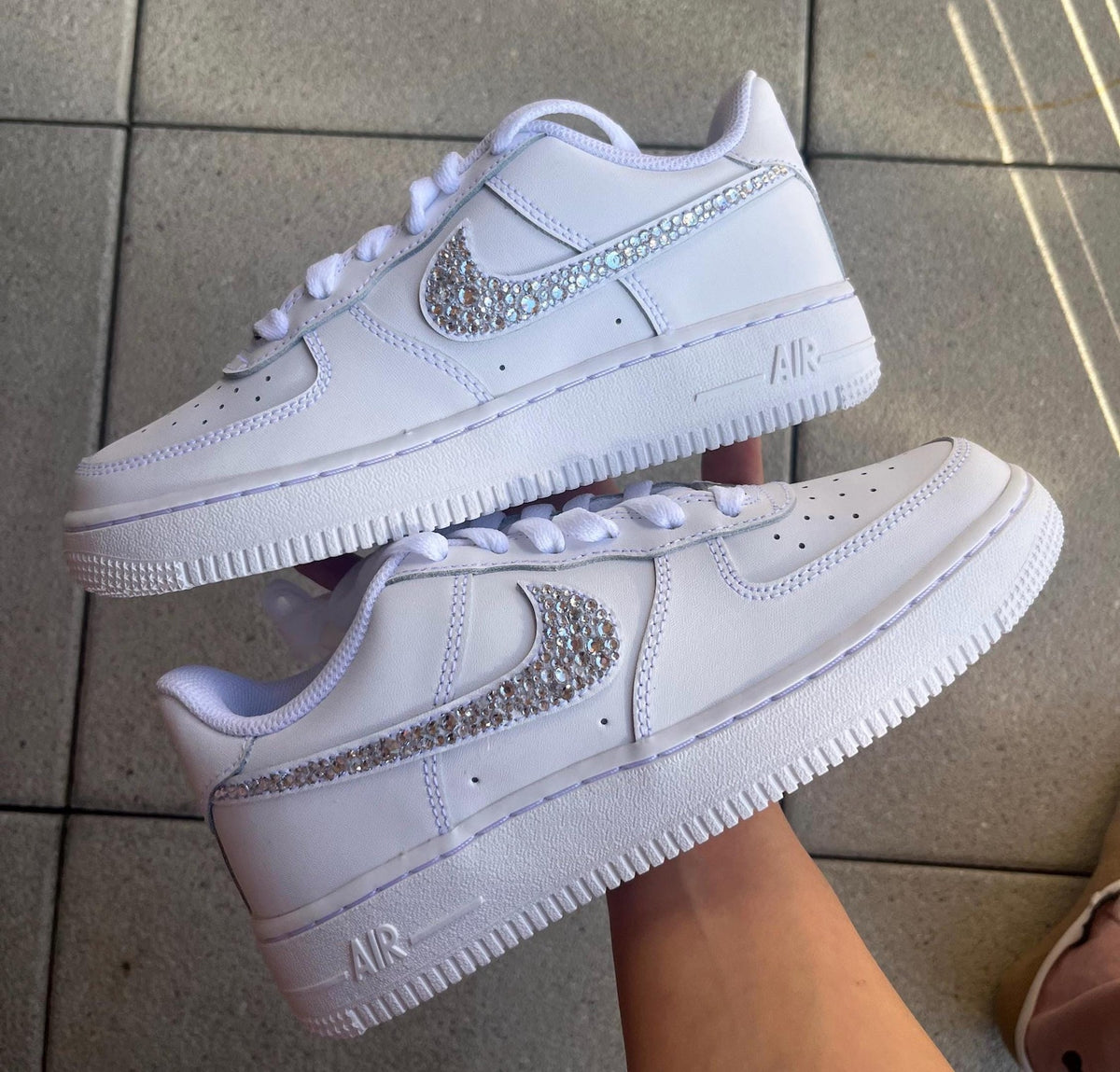 Air Force 1 One Custumized Sneaker Sparkle Design *white*