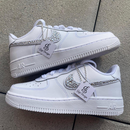 Air Force 1 One Custumized Sneaker Sparkle Design *white*