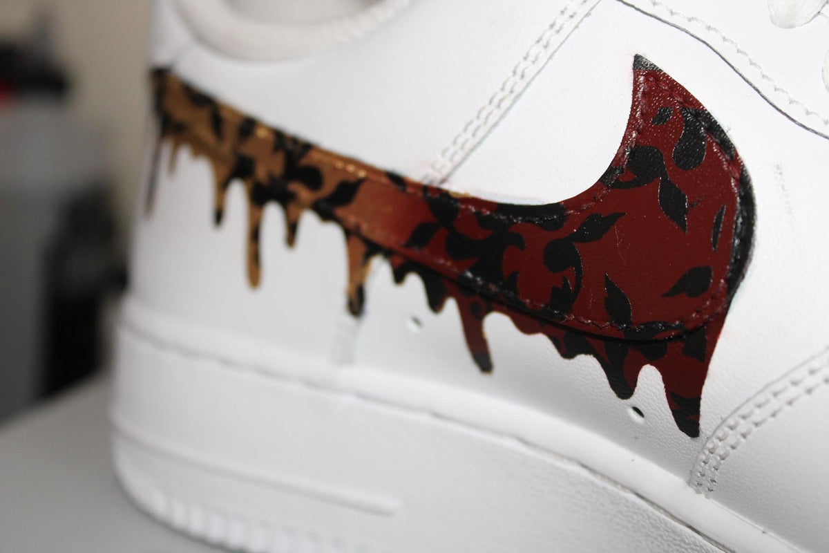 Custom Air Force 1 Burgundy Gold Damask | Luxury Hand Painted AF1 | Drip Swoosh Sneakers | Personalized Custom Nike Shoes