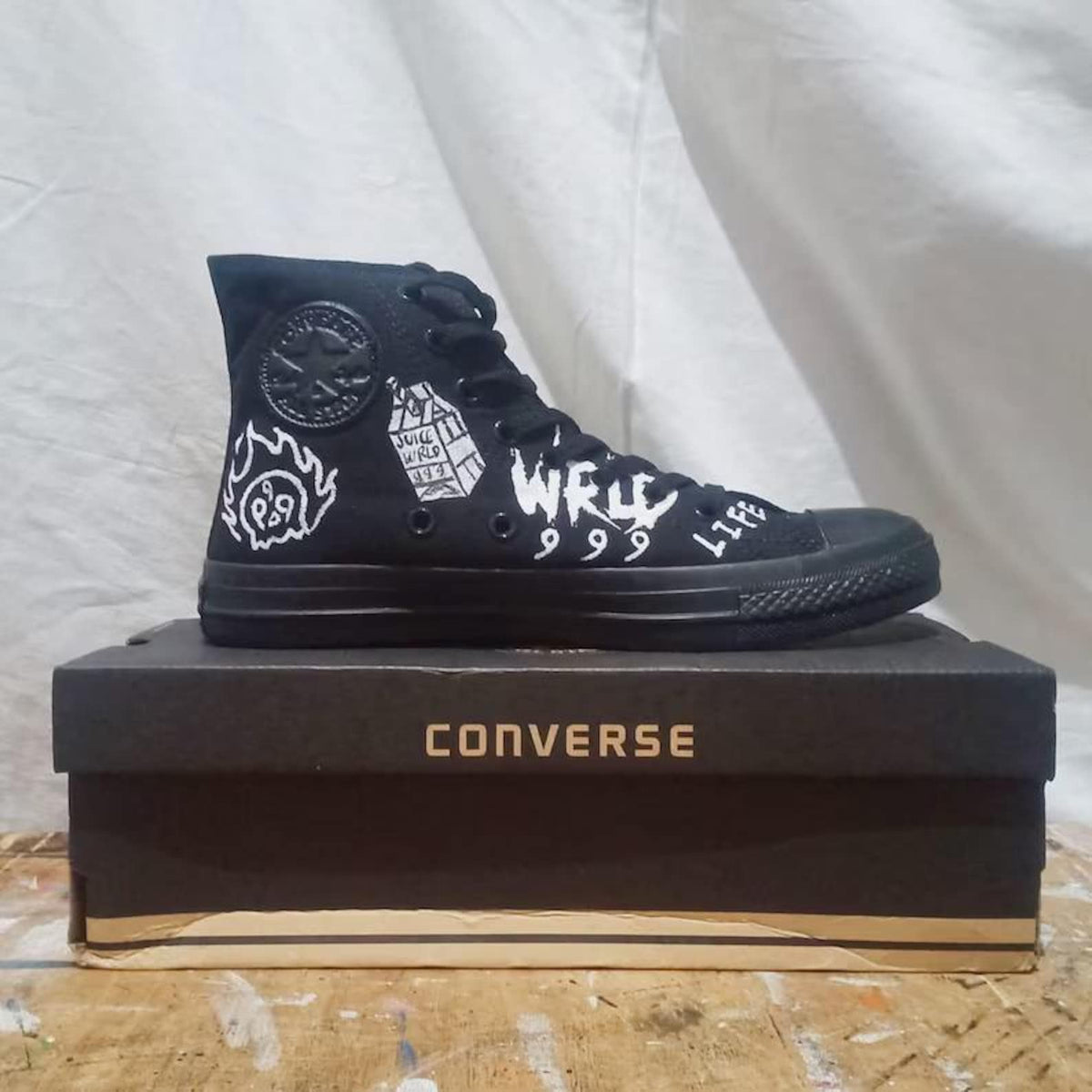 Juice WRLD Inspired Hand Painted Sneakers ustom Streetwear Shoes | Unique Rap Fan Art Footwear | Hip Hop Fashion