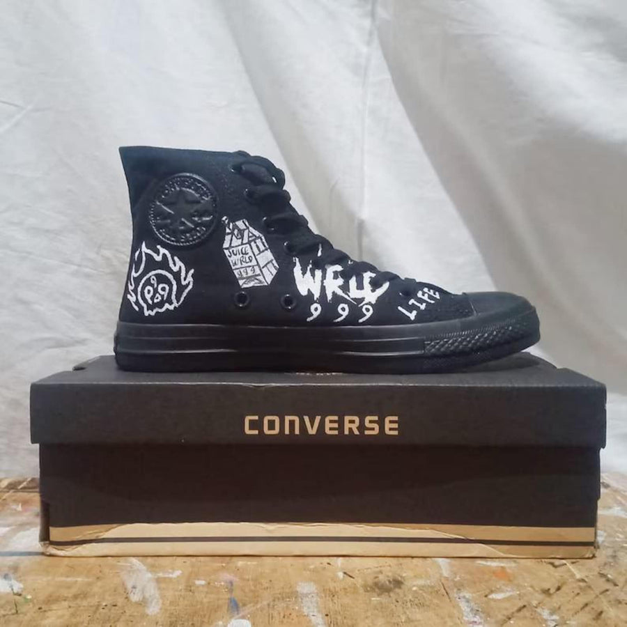 Juice WRLD Inspired Hand Painted Sneakers ustom Streetwear Shoes – Unique Rap Fan Art Footwear – Hip Hop Fashion