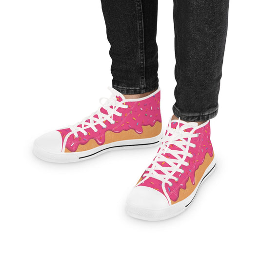 Pink Donut Drip High Top Sneakers Converse | Ice Cream Sprinkles Design