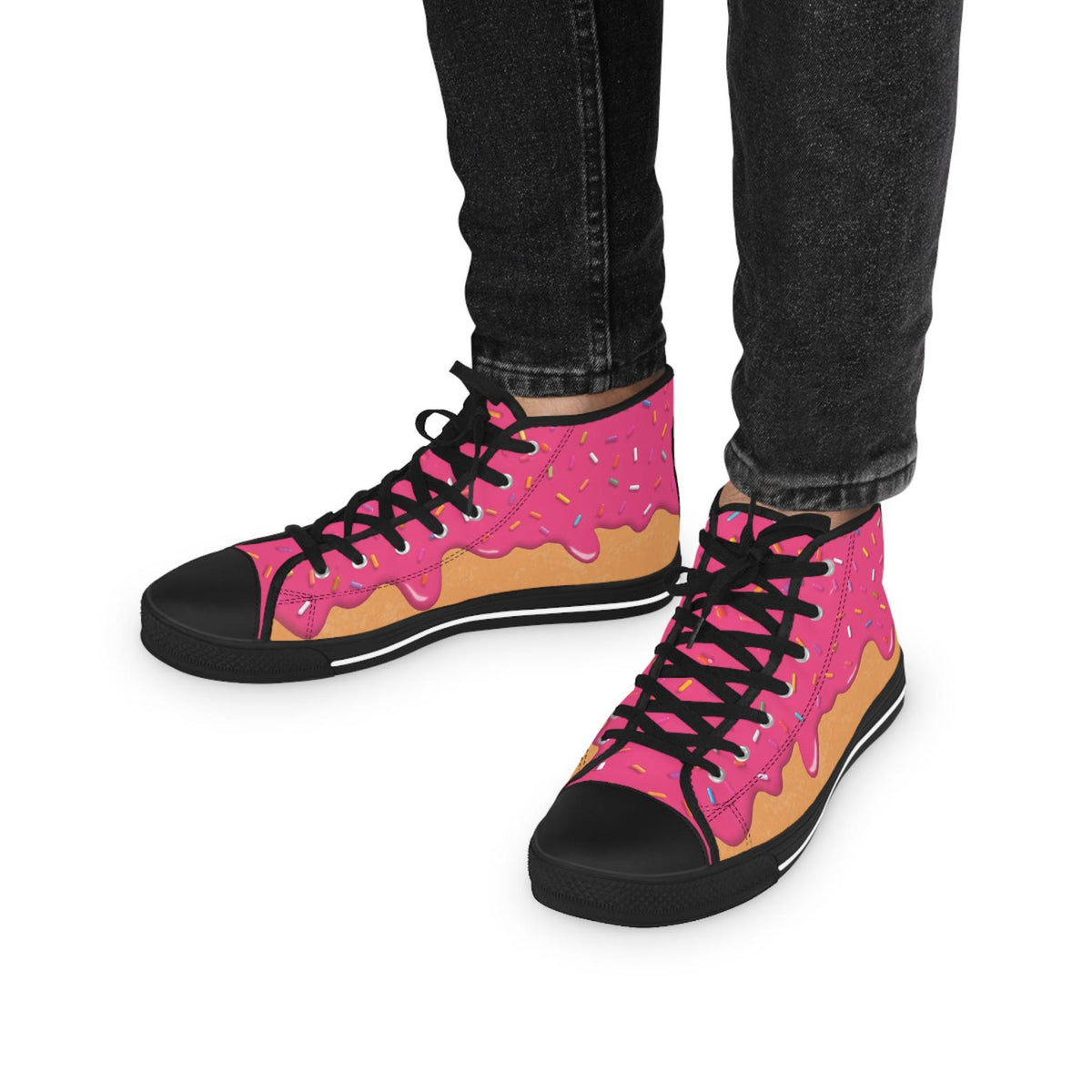 Pink Donut Drip High Top Sneakers Converse | Ice Cream Sprinkles Design