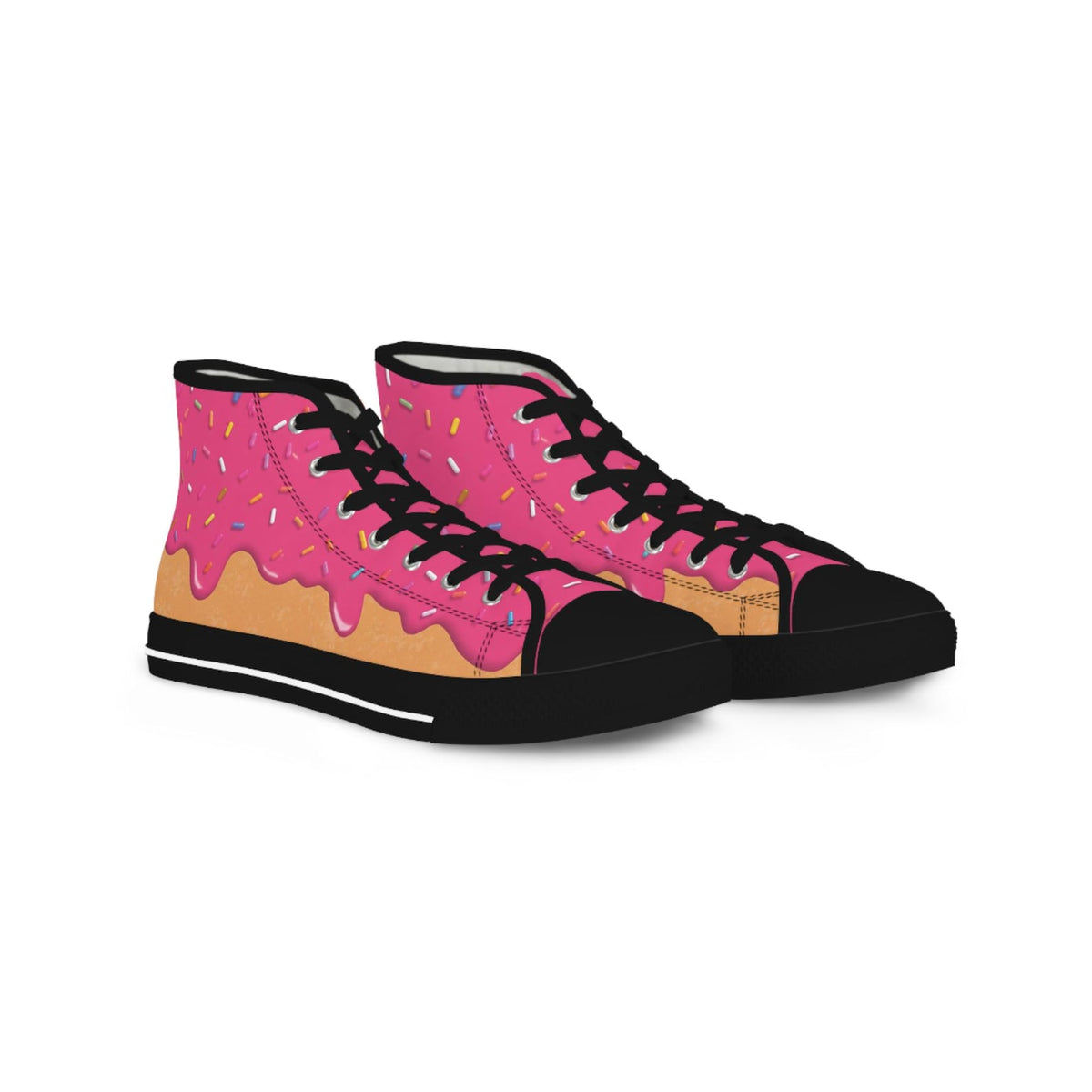 Pink Donut Drip High Top Sneakers Converse | Ice Cream Sprinkles Design