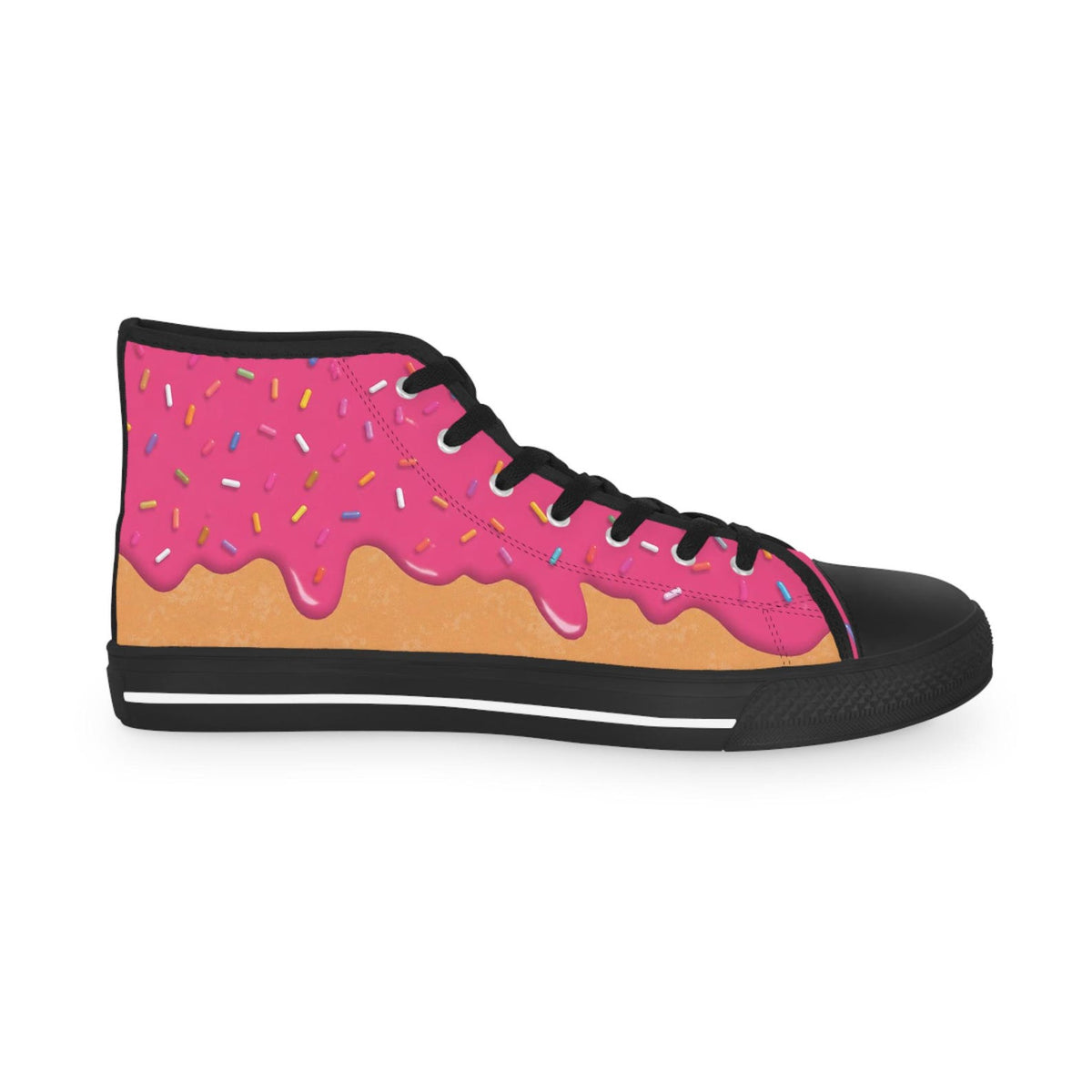 Pink Donut Drip High Top Sneakers Converse | Ice Cream Sprinkles Design