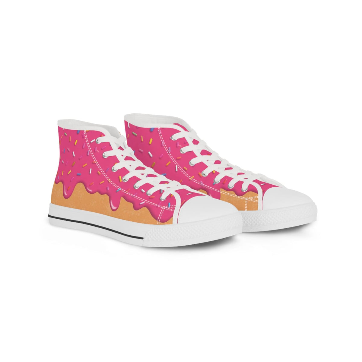 Pink Donut Drip High Top Sneakers Converse | Ice Cream Sprinkles Design
